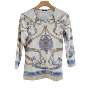 J. McLaughlin white Equestrian Horsebit Print Catalina cloth top size Small